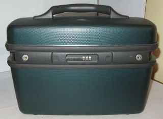 Vintage Dark Green Samsonite Beauty Makeup Train Case Suitcase 2 Keys Great