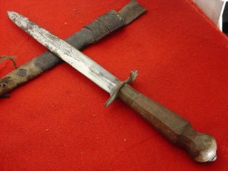 Vintage Us Stamped Big 13 " Fixed Blade Trench Art Dagger Knife