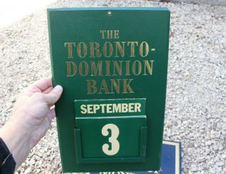 Vintage Rare Toronto Dominion Bank Perpetual Wall Calendar Sign Advertising