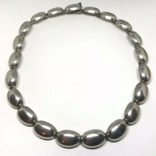 Vintage 1940’s Weiss Mexico Sterling Silver Modernist Dome Link 17” Necklace - 64g