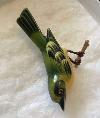 Vintage Takahashi Hand Painted Lacquer Carved Wood Bird On Branch Pin Brooch 3