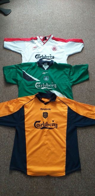3 X Mens Liverpool Retro Vintage Football Shirts Carlsberg Reebok