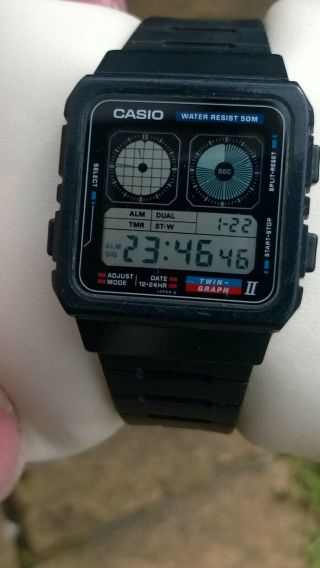 Casio AE - 21W Twin Graph Vintage LCD Digital Watch - Much sought after,  Very rare 3