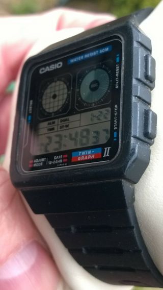 Casio AE - 21W Twin Graph Vintage LCD Digital Watch - Much sought after,  Very rare 6