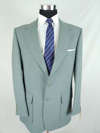 Vtg Jcpenney Quad Aqua Teal Green Blazer Suit Jacket Mens 2button 42l