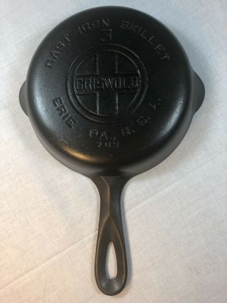 Vintage Griswold Cast Iron Skillet Frying Pan 3 Large Block Logo Sits Flat