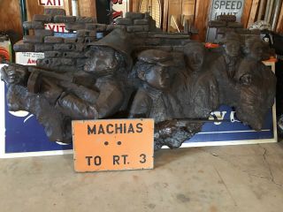 Vintage Wooden Road Sign MACHIAS TO RT.  3 MAINE HIGHWAY SIGN RARE WOODEN 2