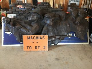 Vintage Wooden Road Sign MACHIAS TO RT.  3 MAINE HIGHWAY SIGN RARE WOODEN 9