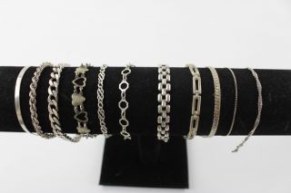 11 X Vintage.  925 Sterling Silver Bracelets Inc.  Fancy Link,  Chain,  Curb (66g)