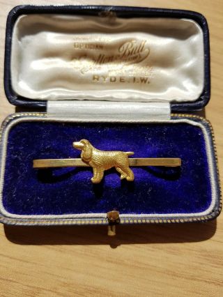 33 Antique Victorian Gold Tone Spaniel Dog Brooch Read Descript