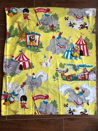 Vintage Walt Disney Dumbo Circus Full Size Flat Sheet Rare Perma Prest Fabric