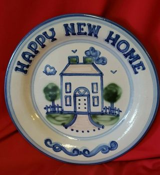 Vintage M.  A.  Hadley 12 3/4 " Pottery Happy Home Serving Platter Chop Plate
