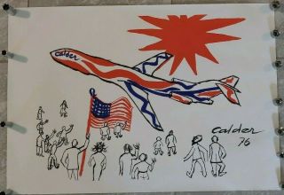 Rare 1976 Alexander Calder Lithograph Braniff Airlines 33x23 & Letter From Ceo