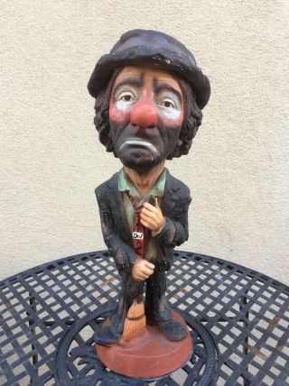 Vintage Emmett Kelly Jr.  Hobo The Clown Esco Chalkware Statue Figure 18 " Tall