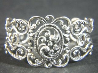 Vintage Danecraft R Mark Scroll Sterling Silver Bangle Cuff Bracelet