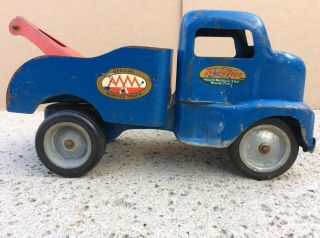 Vtg Pressed Steel Tonka Wrecker Tow Service Truck Mound Metalcraft Toy