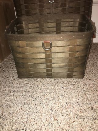 Longaberger Very Rare Deep Brown Sort And Store Newspaper Basket With Flax Cord