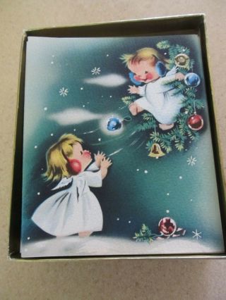 Vintage Norcross Studio Christmas Cards Mischievous Angels Full Box Of 25