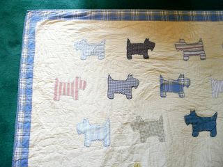 Antique Vintage Quilt Scottie Dogs Appliques Cotten Queen Full 90 by 96 3