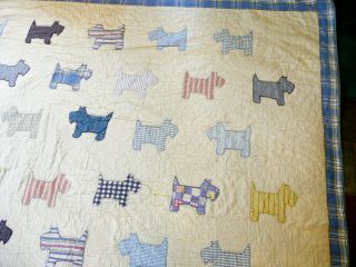 Antique Vintage Quilt Scottie Dogs Appliques Cotten Queen Full 90 by 96 4