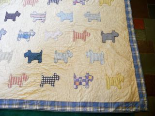 Antique Vintage Quilt Scottie Dogs Appliques Cotten Queen Full 90 by 96 5