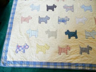 Antique Vintage Quilt Scottie Dogs Appliques Cotten Queen Full 90 by 96 6