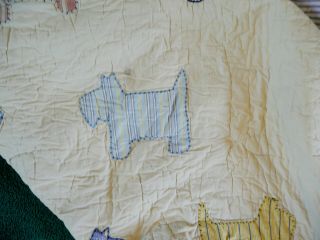 Antique Vintage Quilt Scottie Dogs Appliques Cotten Queen Full 90 by 96 8