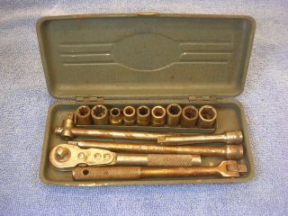 Vintage 15 Pc Craftsman 1/4 " Drive Be Ratchet And Socket Set With Case