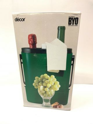 Vtg Plastic Decor Byo Insulated Wine Cooler With Chiller Bottle Moma Rare