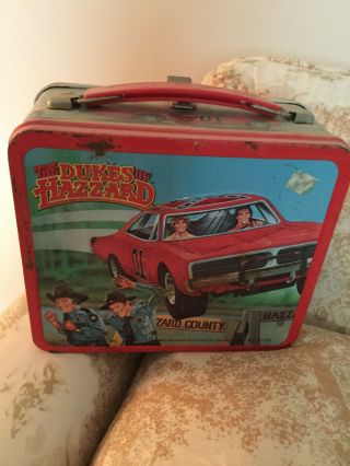 Vintage 1980 2 - The Dukes Of Hazzard Metal Lunchbox With Aladdin Thermos