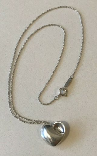 Tiffany & Co Vintage 925 Sterling Silver Folded Heart Pendant Necklace