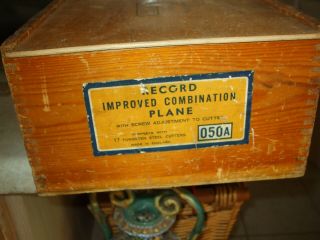 VINTAGE RECORD IMPROVED COMBINATION PLANE 050A WITH CASE,  CUTTERS & ACCESSORIES 2