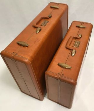 Set Of 2 Vintage Brown Samsonite Shwayder Bros.  Hard Shell Suitcase Streamlite