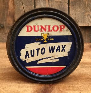 Vintage 7 Oz Dunlop Gold Cup Auto Car Wax Tin Can Gas Oil Service Station Sign