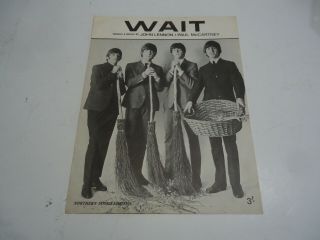 The Beatles Wait Sheet Music 1965 Vtg John Lennon Paul Mccartney