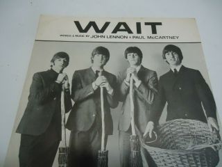 The Beatles Wait sheet music 1965 vtg John Lennon Paul McCartney 2