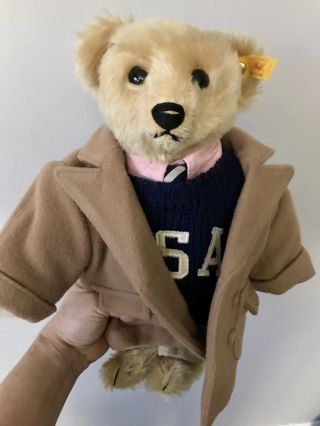 Rare Steiff Ralph Lauren Collegiate Bear All Intact No Box Or Tag Very Good L@@k