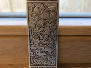 Vintage Chinese Silver Frieze depicting a Crane and the Lotus defining SUMMER. 2