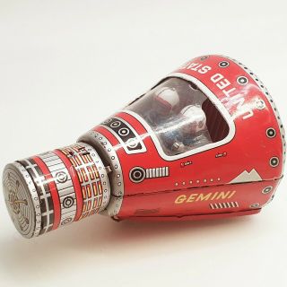 GEMINI CAPSULE tin friction space robot toy lithography HORIKAWA VINTAGE JAPAN 2