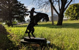 VINTAGE Bronco Buster Statue Figurine Fredrick Remington Marble Base 5