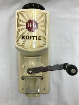Vintage European Wall Mount Hand Crank Coffee Grinder Douwe Egberts Koffie