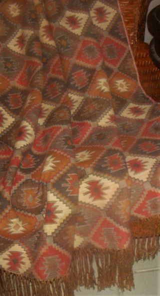 Finely Loomed Vintage Southwestern Throw Blanket 48 " X 64 " Earthtones Rug