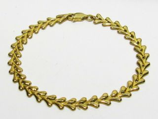Vintage Estate Signed 4.  2g 14k Gold 6mm Lily Link Bracelet Womans 6 1/2 "