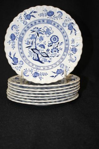 Set Of 8 Vintage J&g Meakin Nordic Blue Onion Pattern 7 " Dessert Or Pie Plates