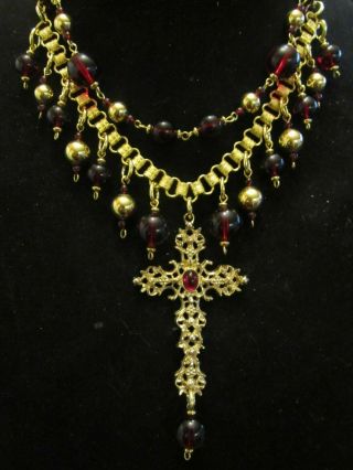 Sarah Coventry Cross & Napier Red Bead Statement Necklace - A Repurposed