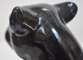 Vintage Mid Century Black Ceramic Panther Figure Laying Down 4