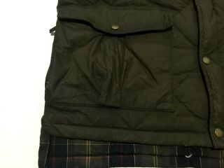 Vintage Barbour Waxed Cotton Gilet Vest Down Feather Size Large with tags 3