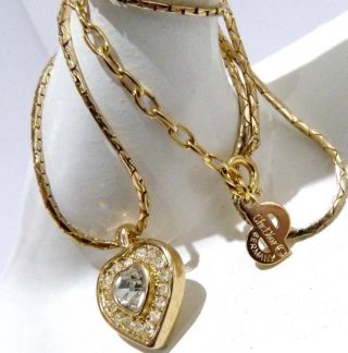 Vintage Christian Dior Necklace Chr.  Dior Germany Heart Pendant Chain Necklace