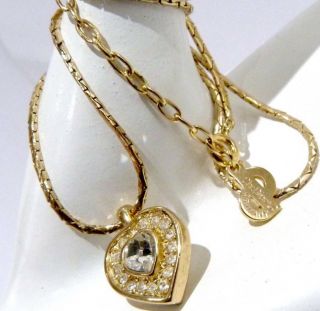 VINTAGE CHRISTIAN DIOR NECKLACE CHR.  DIOR GERMANY HEART PENDANT CHAIN NECKLACE 3