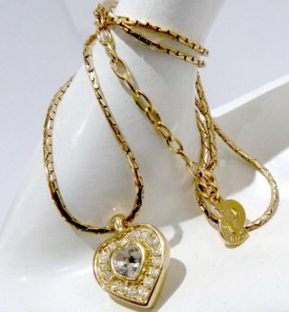 VINTAGE CHRISTIAN DIOR NECKLACE CHR.  DIOR GERMANY HEART PENDANT CHAIN NECKLACE 5
